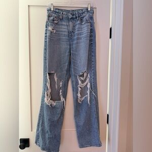 4Long American Eagle Curvy High Rise Baggy Straight Jeans